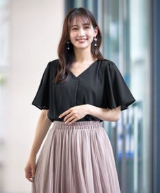 Tiaclasse L 【洗える】シフォンフレアスリーブブラウス