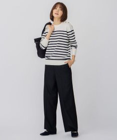 23区 L 【CLASSY.12月号掲載】セミウーステッドウール 肩ボタン ボーダー ニット