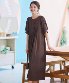 Tiaclasse 【洗える】ボリュームパフスリーブピンタックワンピース