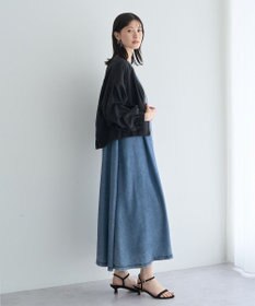 YECCA VECCA バイオ加工ヴィンテージデニムタックワンピース