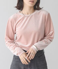 AMERICAN HOLIC ベロアクルーネックカットプルオーバー