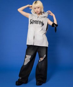 WEGO ノースリーブグラフィックZIPパーカー