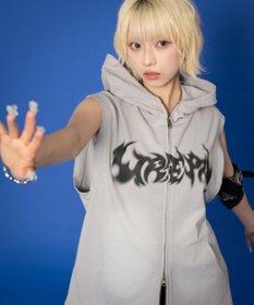 WEGO ノースリーブグラフィックZIPパーカー