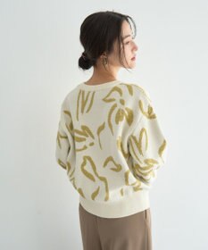 YECCA VECCA アート柄ふくれジャガードニット