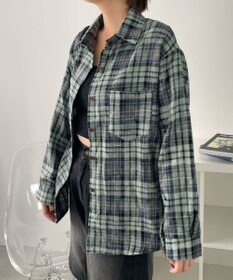 WEGO オーバーサイズチェックネルシャツ