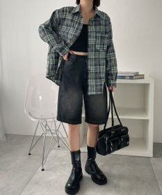 WEGO オーバーサイズチェックネルシャツ