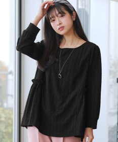 Tiaclasse L ダイヤ柄ジャガードパフスリチュニック