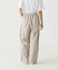 caqu color linen easy wide カラーコットンリネンウエストゴムワイドストレート