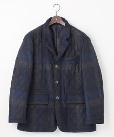 JOSEPH ABBOUD 【キングサイズ・イタリア素材/軽量/中綿キルト】 スライバーチェックキルト ジャケット