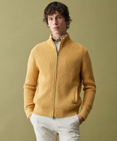 JOSEPH ABBOUD 【キングサイズ・3シーズン活躍する綿ブレンド】コットンアクリルバルキー ジップニット ブルゾン