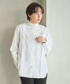 #Newans 【洗濯機可能/シワになりにくい】パネルフリルシャツ