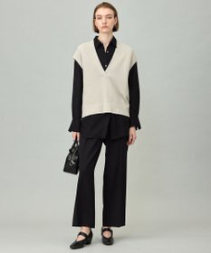 ICB L 【洗える】 ウールテンセルミニブークレ ニットベスト