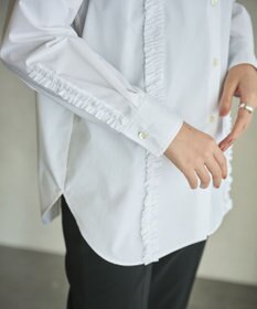 #Newans 【洗濯機可能/シワになりにくい】パネルフリルシャツ