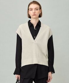 洗える】 ウールテンセルミニブークレ ニットベスト / ICB