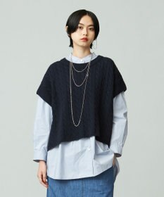 J.PRESS YORK STREET 【WOMEN】コットンニット ケーブルポンチョ