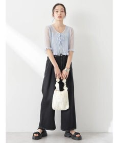 earth music&ecology シアーラメフリルカーディガン