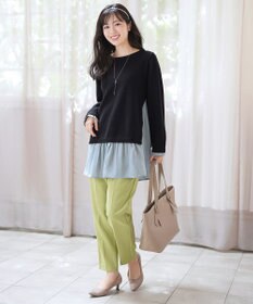 Tiaclasse 【洗える】ヴィンテージサテンニットコンビチュニック