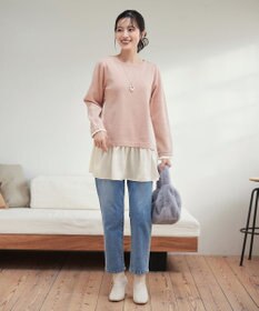 Tiaclasse 【洗える】ヴィンテージサテンニットコンビチュニック