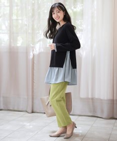 Tiaclasse 【洗える】ヴィンテージサテンニットコンビチュニック