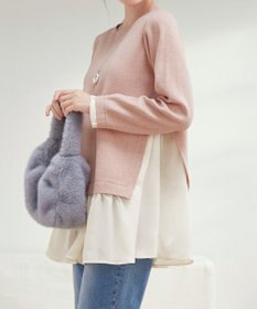 Tiaclasse 【洗える】ヴィンテージサテンニットコンビチュニック