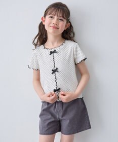 ANY KIDS 【一部店舗/WEB先行販売アイテム】ドット×リボン 半袖Tシャツ