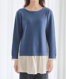 Tiaclasse 【洗える】ヴィンテージサテンニットコンビチュニック