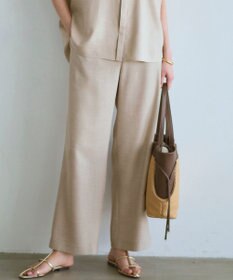 23区 L リネンライクグロッシー ワイドパンツ ベージュ系