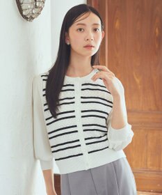 earth music&ecology 　透かし編みボーダーカーディガン