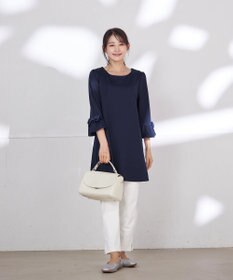 Tiaclasse 【洗える】グログランリボン付きフリル袖チュニック