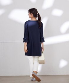 Tiaclasse 【洗える】グログランリボン付きフリル袖チュニック