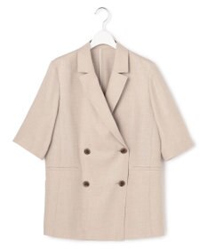 23区 【先行予約】リネンライクグロッシー ハーフスリーブ ダブル ジャケット