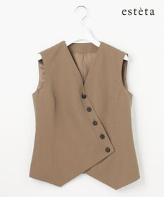 23区 【エステータ】ウールリネン アシンメトリーボタン ベスト