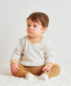 MIKI HOUSE HOT BISCUITS 【70-100cm】 シュクリーム素材 顔ドン あったかベビースパッツ