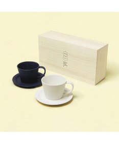 PRESENTERS ROOM 作山窯 / Sara Coffee Cup & Saucer カップ＆ソーサー ペア 木箱入り(Cream・Navy）