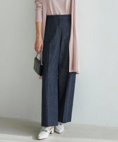 ICB L 【洗える】 コットンリアクティブデニム ワイドストレートパンツ