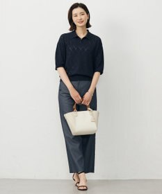 J.PRESS LADIES L 【洗える・防シワ・速乾】ツイルシャンブレー ワイド パンツ