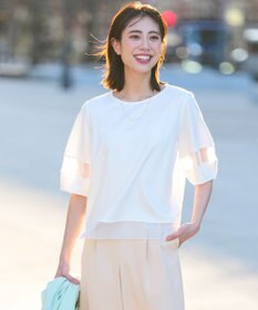 ANY SIS チュール切替ランタンスリーブ プルオーバー オフ