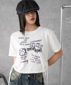 WEGO グラフィックショートサイドリボンドロストT