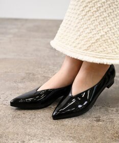 Pointer 日本製 本革 生活防水機能付きVカットパンプス