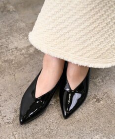 Pointer 日本製 本革 生活防水機能付きVカットパンプス