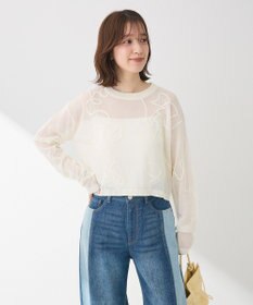 Green Parks ・ＡＮＤＳＥＡＲＣＨ　コード刺繍シアーニット