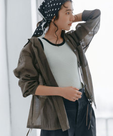 23区 【見上愛さん着用】ナイロンコットンシアーボイル ドロストシャツ ブラウン系