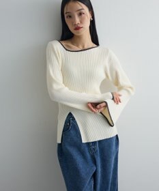 Green Parks 前後２ｗａｙアシンメトリー袖フレアリブニット