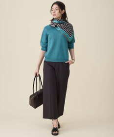 自由区 L コットンサテンクロップド丈ワイドストレート パンツ