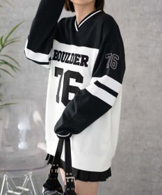 WEGO ナンバリングライン切り替えスウェット