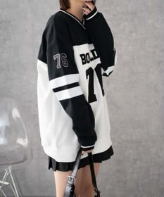 WEGO ナンバリングライン切り替えスウェット