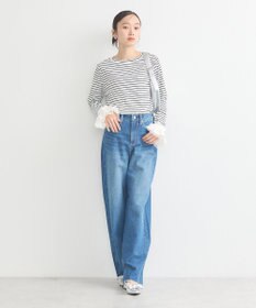 earth music&ecology フリルスリーブリブプルオーバー