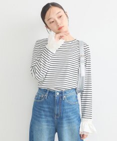 earth music&ecology フリルスリーブリブプルオーバー