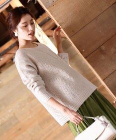 Tiaclasse 【洗える】大人可愛いワッフルニットトップス