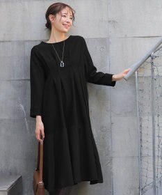 Tiaclasse L 【洗える】リップルコンビワンピース